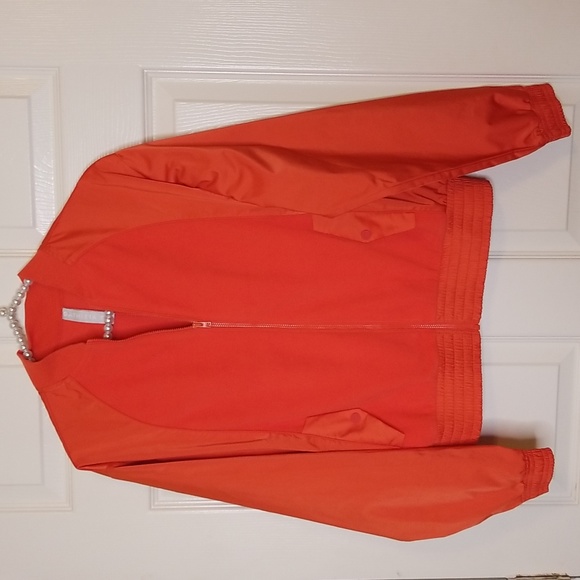 Athleta Zion Microfleece Long Sleeve Orange Bomber Jacket Size Extra Small - Picture 9 of 13